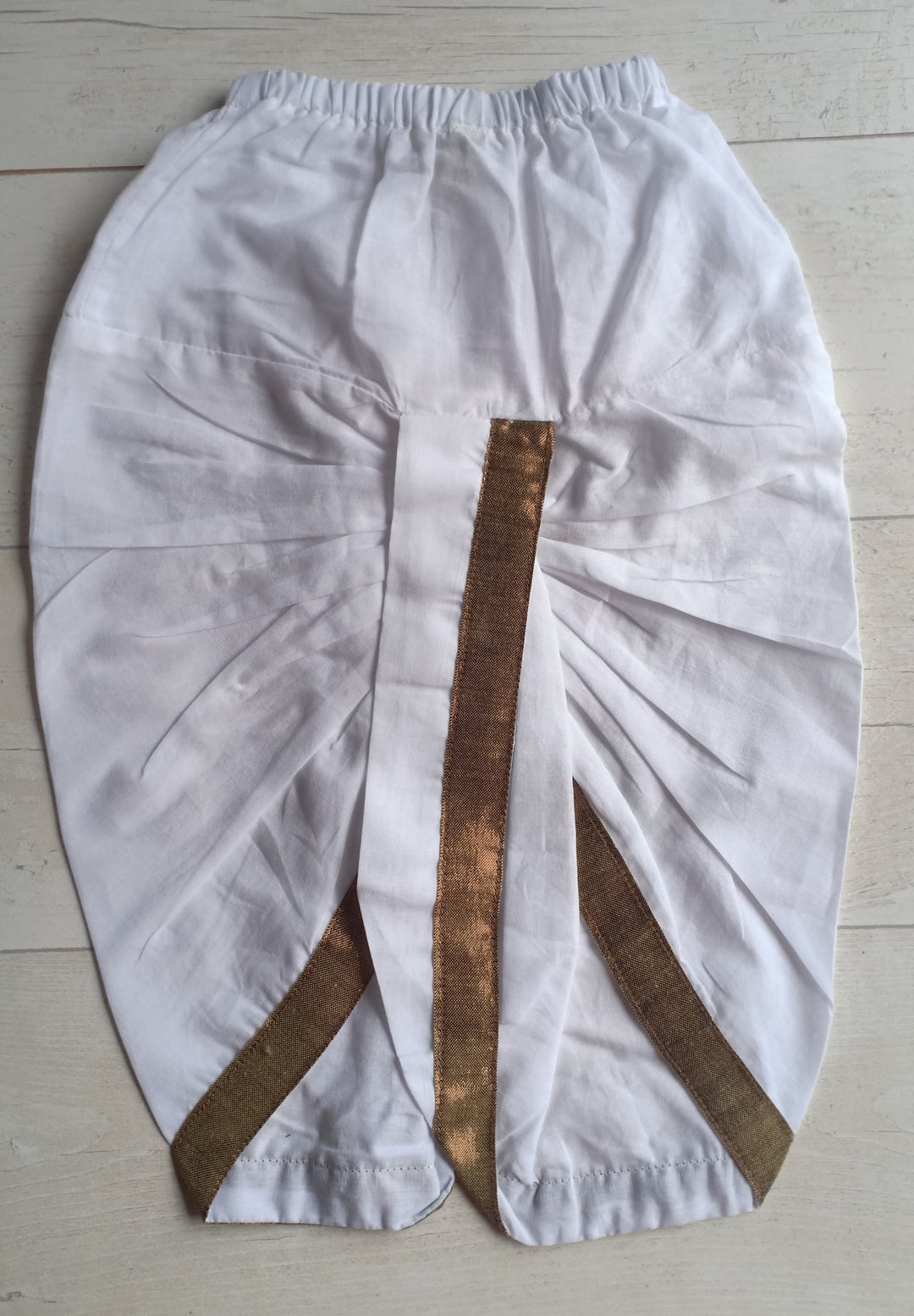 White Cotton Dhoti with Gota Piping | 0-14 years