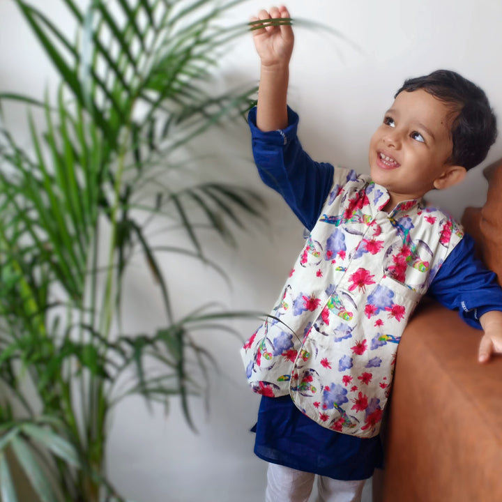 Cotton Nehru Jacket | Mitthu Moon | 0-12Y