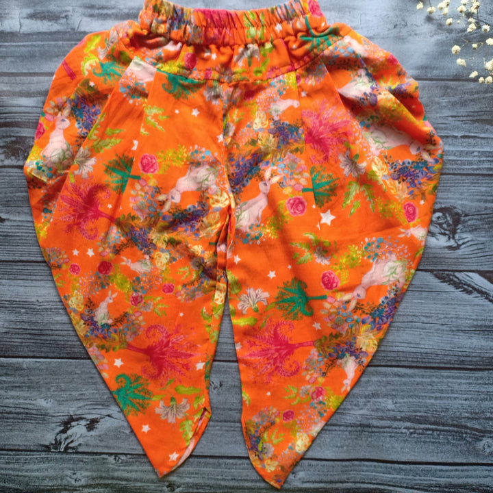 Malmal Short Kurti with Printed Dhoti | Bunny Hop