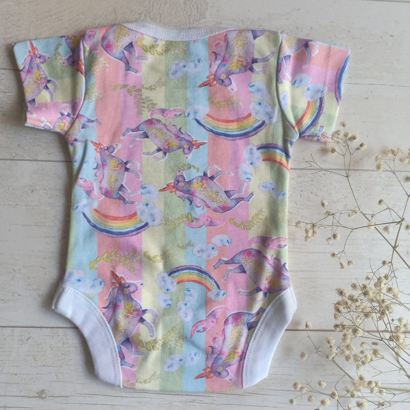 Baby Onesie | Half Sleeve Bodysuit | Rainbow Unicorn