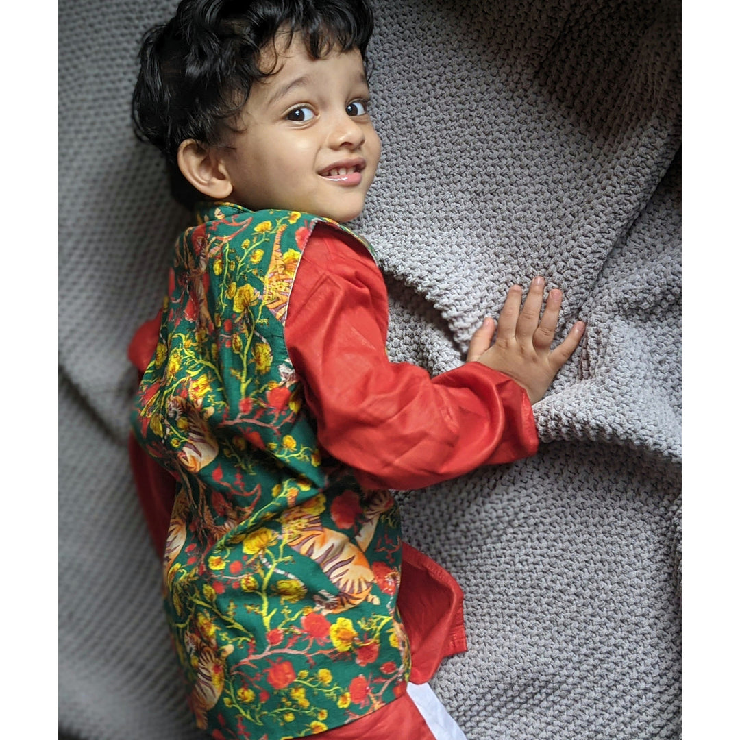 Cotton Nehru Jacket | Baagh | Newborn to Adult
