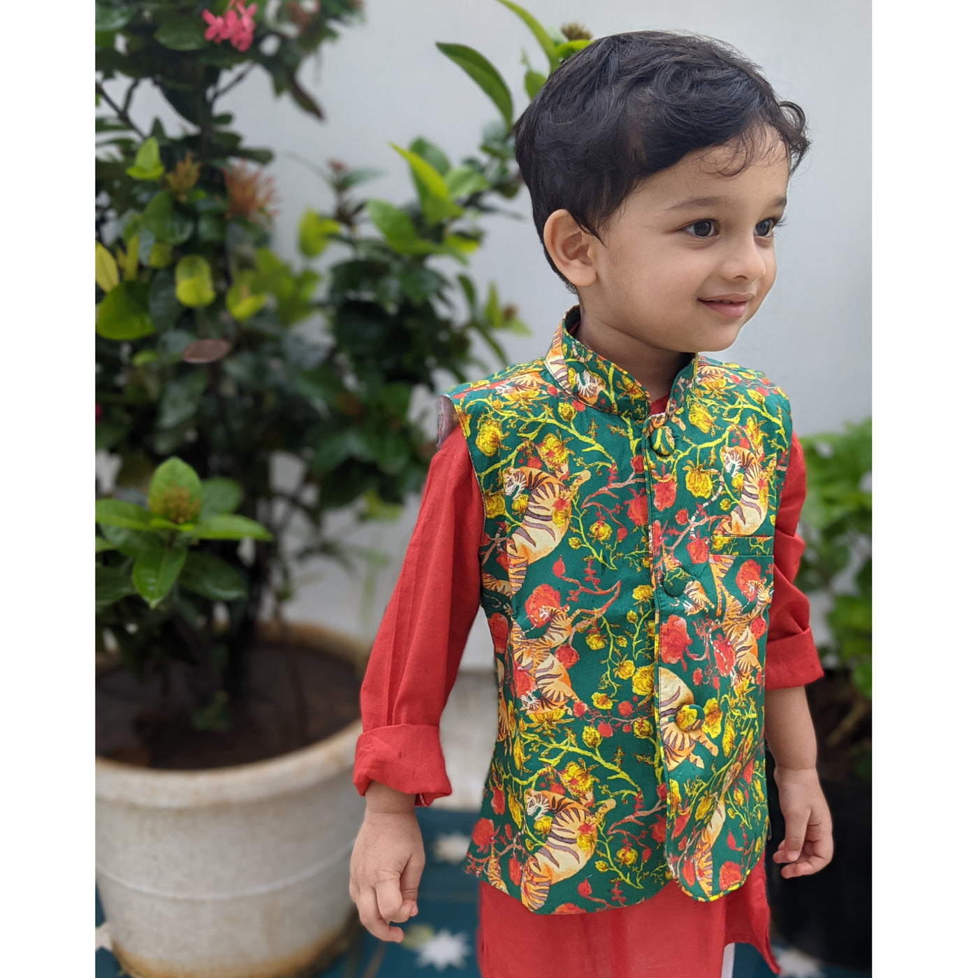 Festive Ethnic Cotton Nehru Jacket for Boys
