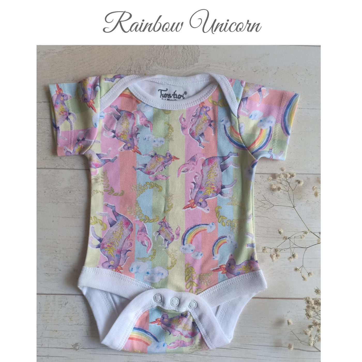 Baby Onesie | Half Sleeve Bodysuit | Rainbow Unicorn