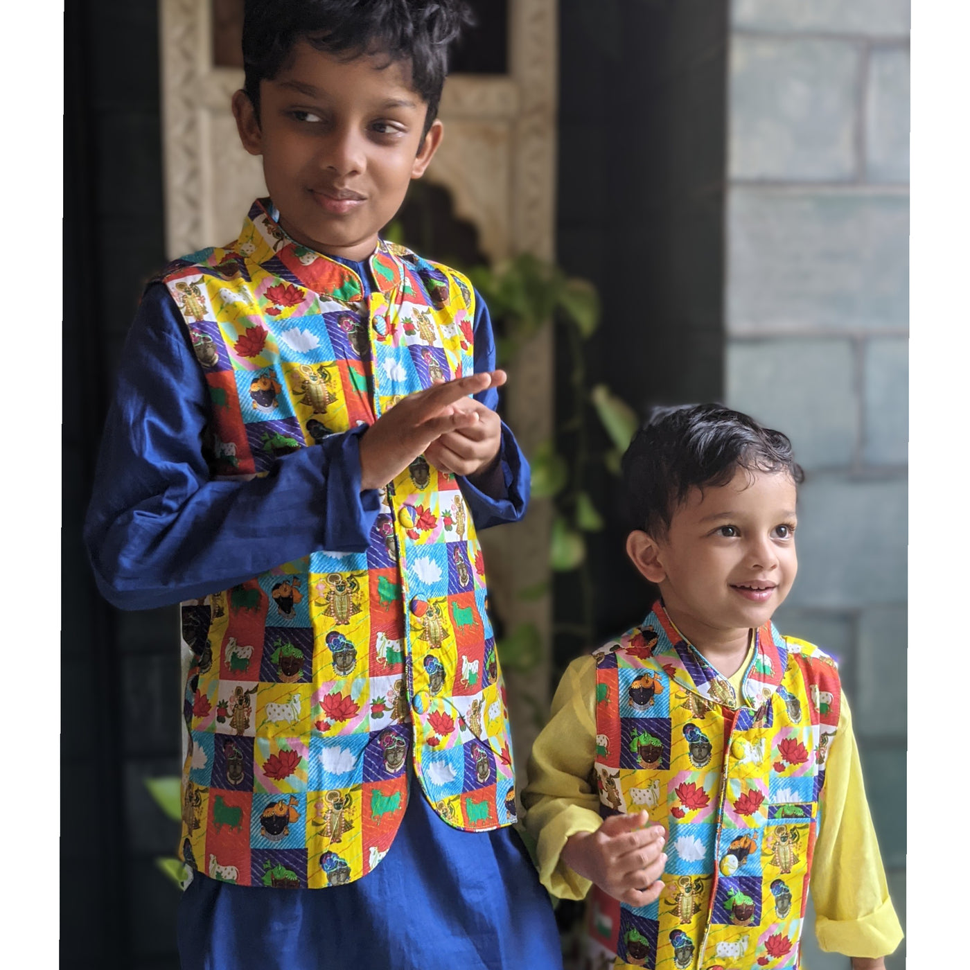 Cotton Nehru Jacket | Pichwai | 0-12Y