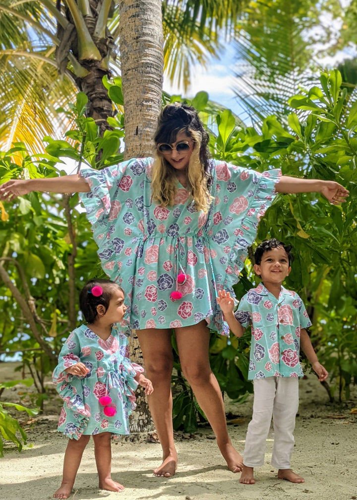 Cotton Malmal Beach Kaftan | Rose Blush