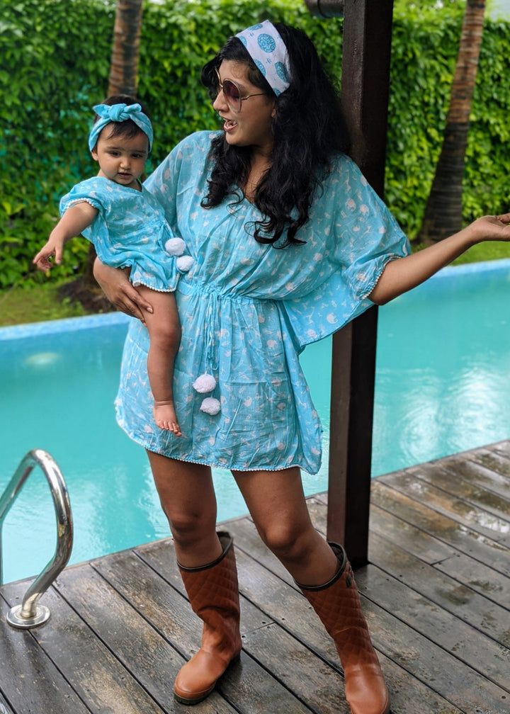 Malmal Kaftan - Warli Blue
