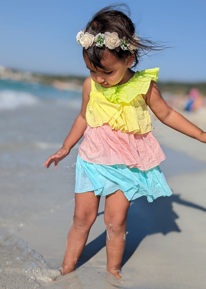 Cotton Malmal Ruffle Tiered Dress | Popsicle | 0-12 Years