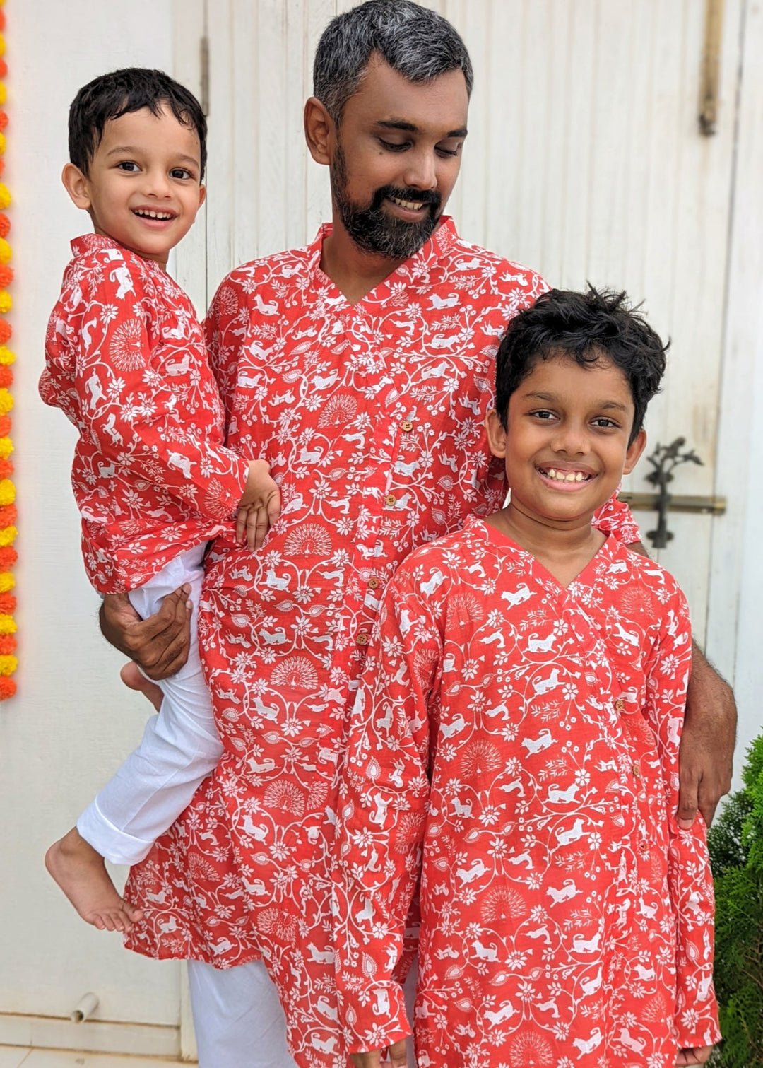 red cotton kurta for boys and men