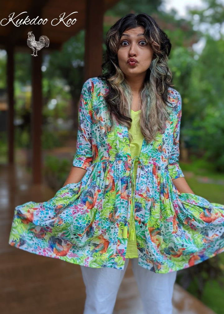 Cotton 2-pc Kurti &amp; Jacket for Women | Kukdoo Koo