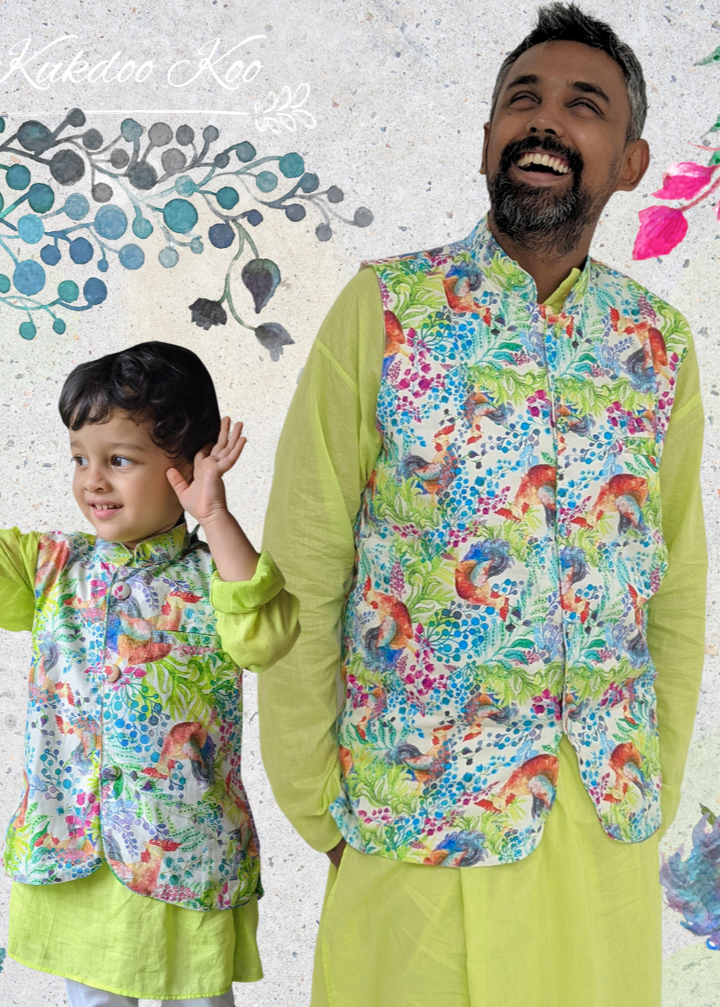 Cotton Nehru Jacket | Kukdoo Koo | Newborn to Adult sizes