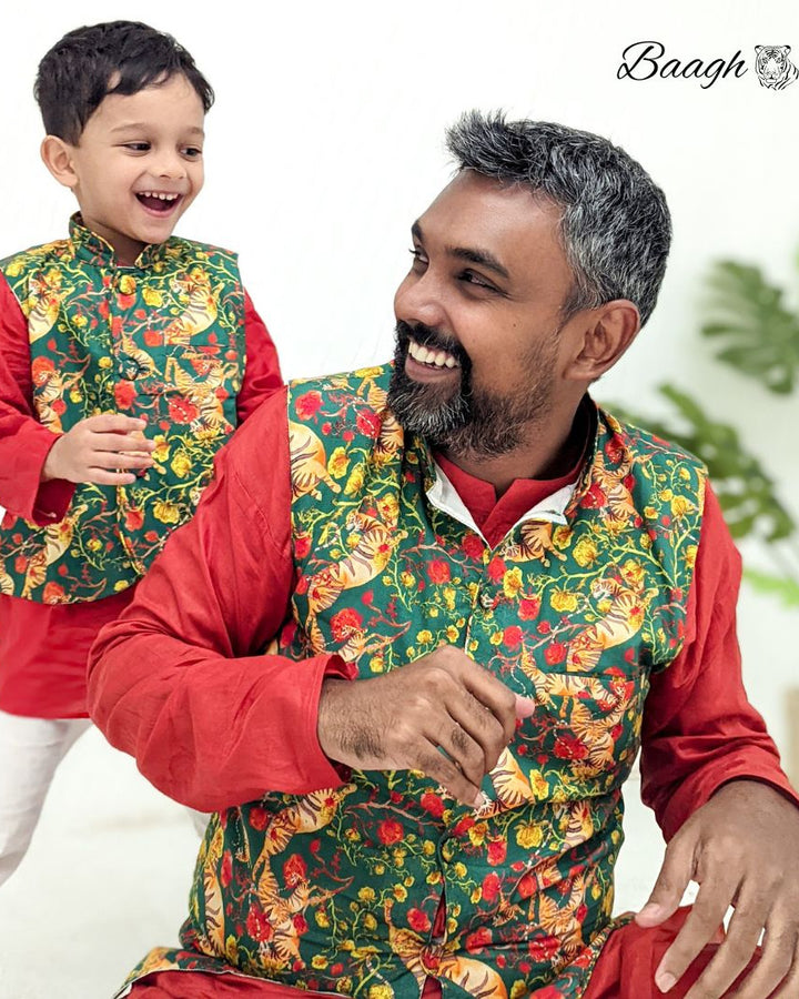 Cotton Nehru Jacket | Baagh | Newborn to Adult