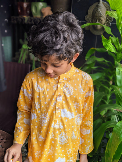 Cotton Malmal Kurta Pajama Set | Nayantaara Yellow