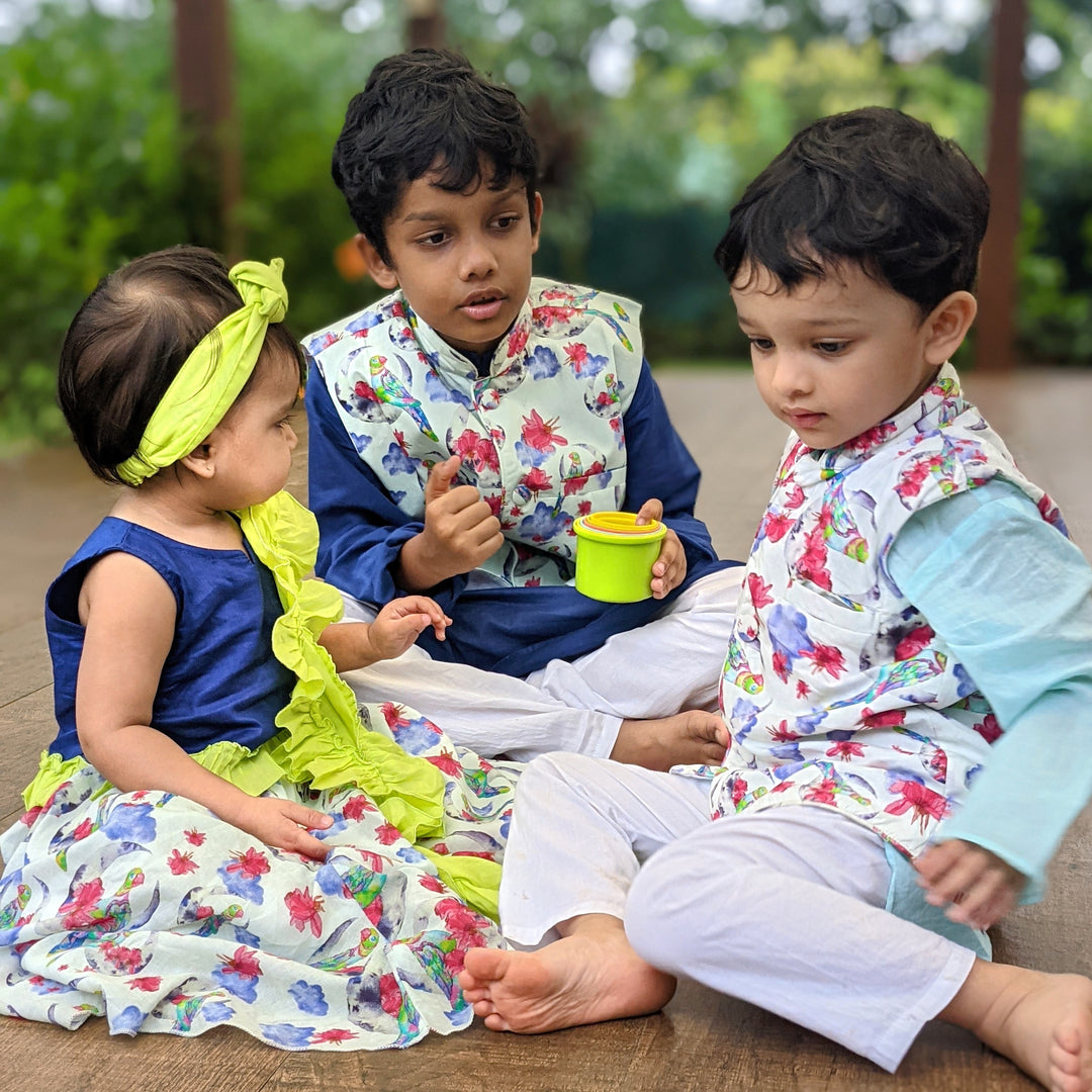 Cotton Nehru Jacket | Mitthu Moon | 0-12Y