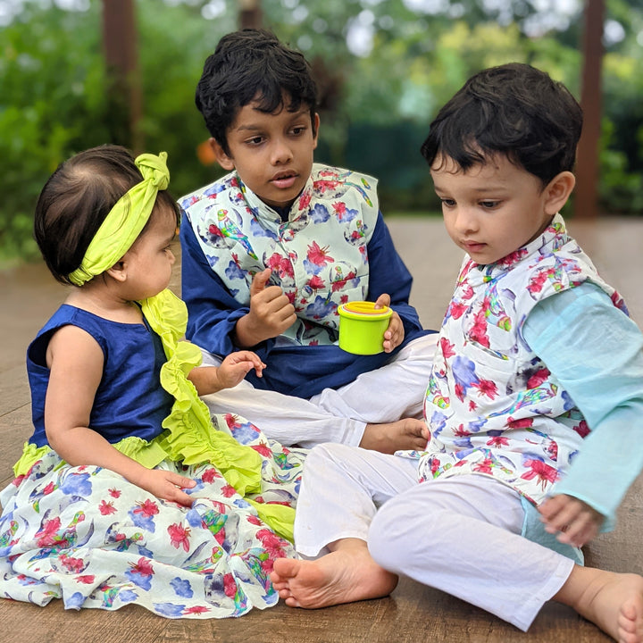 Cotton Nehru Jacket | Mitthu Moon | 0-12Y