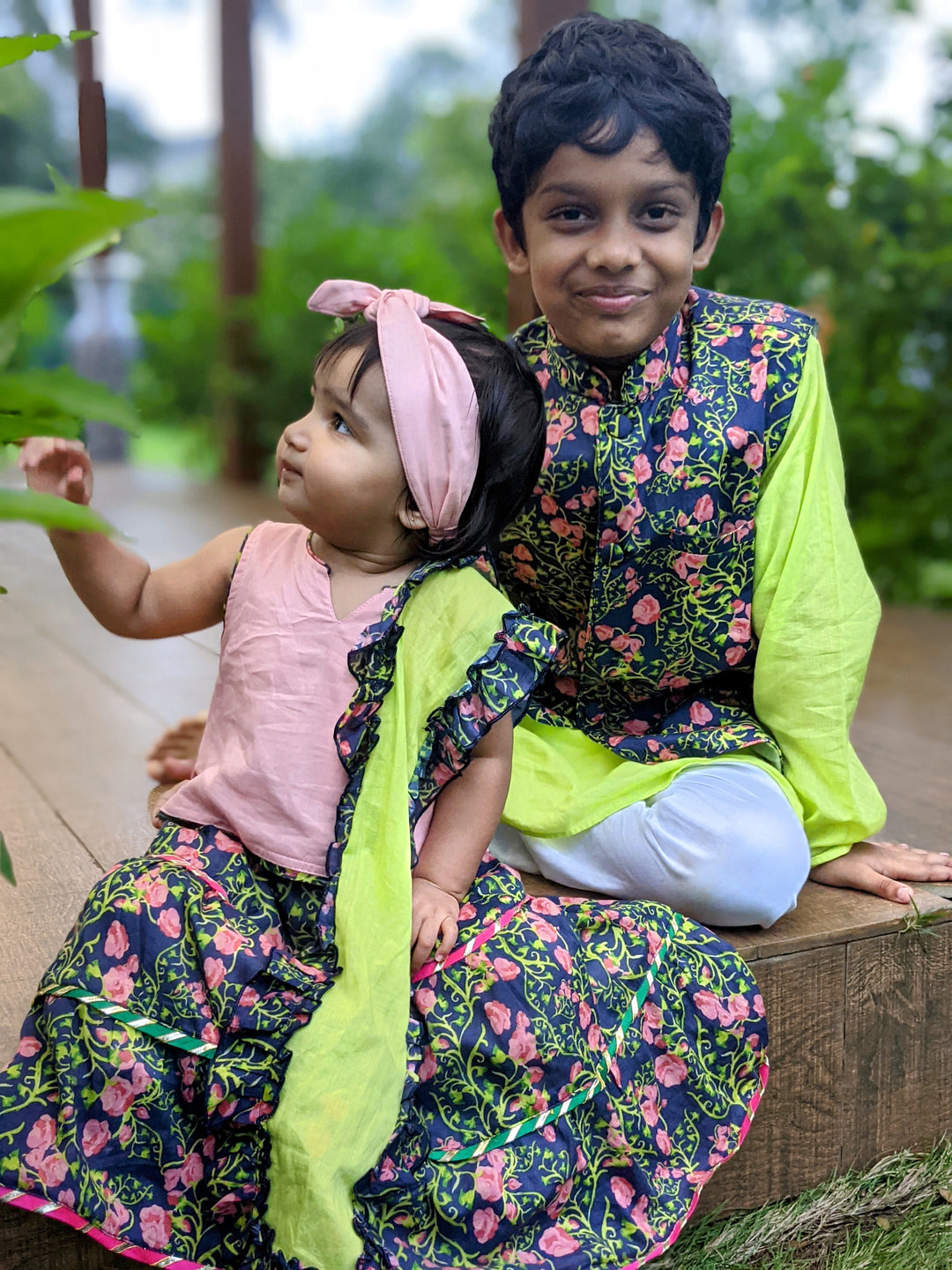 Cotton Nehru Jacket | Midnight Rose | 0-12Y