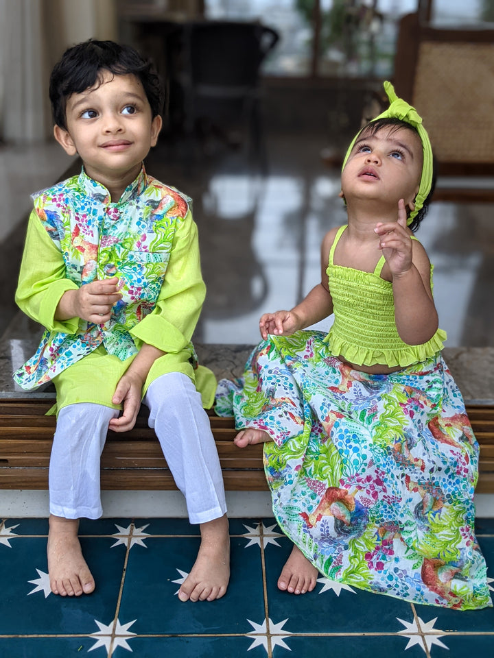 Cotton Malmal Lehenga Set | Kukdoo Koo