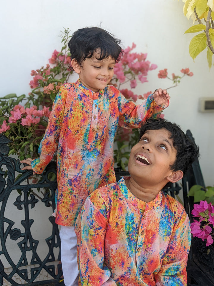 Cotton Malmal Kurta for Boys, Men | Holi Trance | Limited Stocks