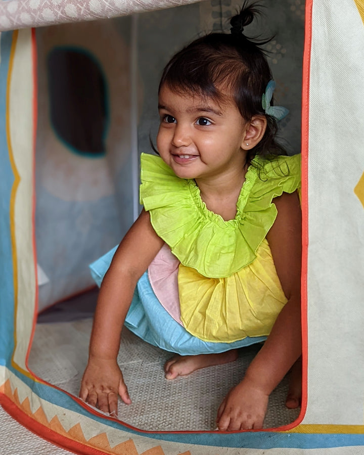 Cotton Malmal Ruffle Tiered Dress | Popsicle | 0-12 Years