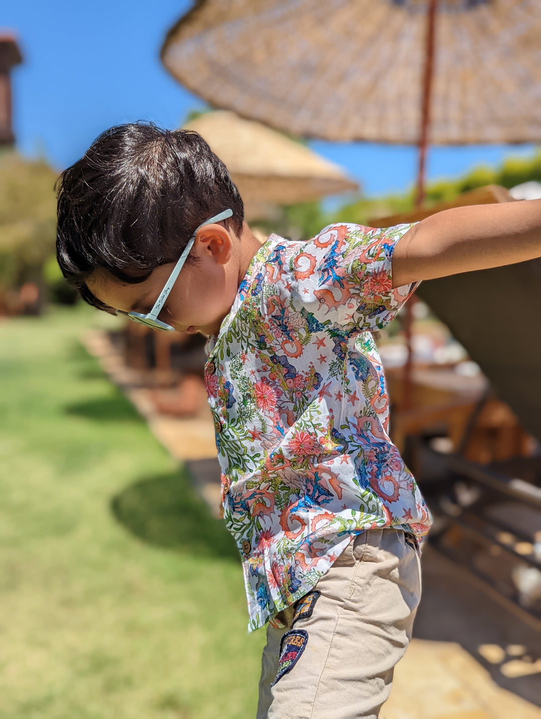 boys cotton shirt in beach print