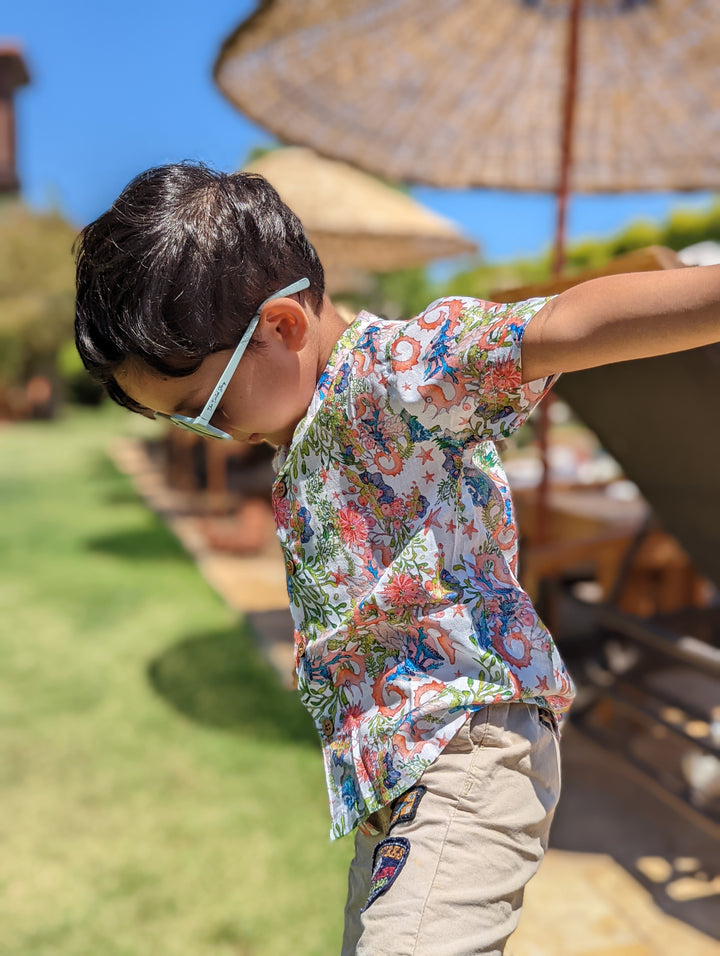 boys cotton shirt in beach print
