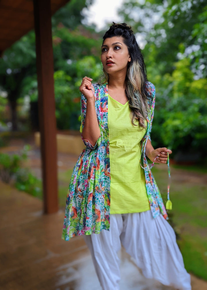 Cotton 2-pc Kurti &amp; Jacket for Women | Kukdoo Koo