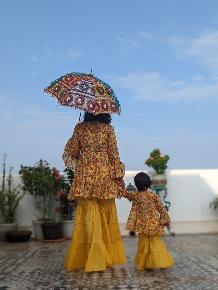Cotton Malmal Kurta-Sharara Set | Bhil Tiger