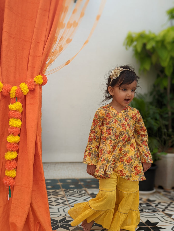 Cotton Malmal Kurta-Sharara Set | Bhil Tiger