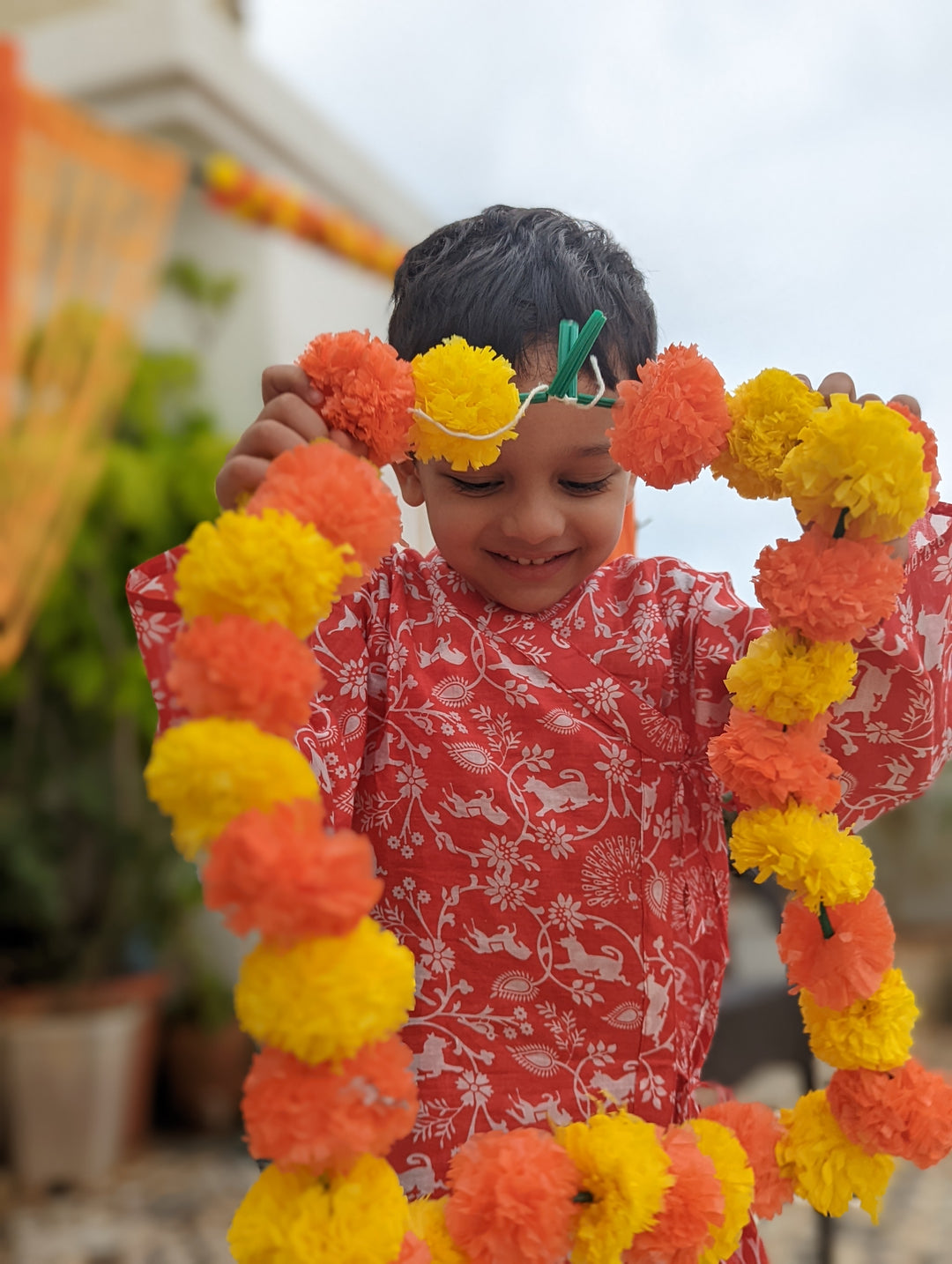 Festive Red cotton kurta for baby boy
