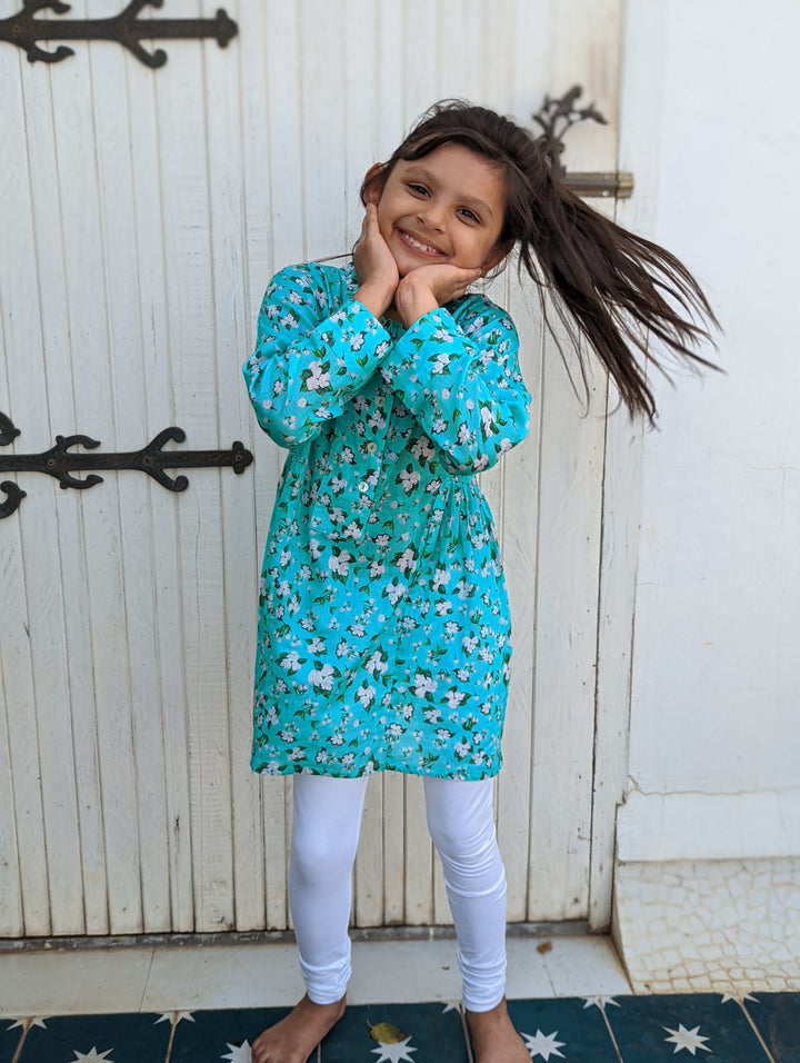 Cotton Kurti for Girls, Women | Jasmine Blue