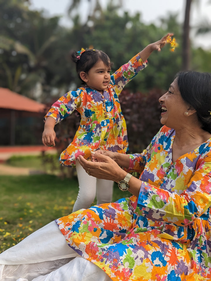 Holi print Kurti Tunic for Girls, Women | Paintball