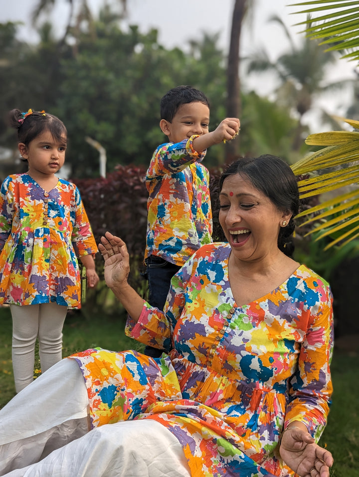 Holi print Kurti Tunic for Girls, Women | Paintball