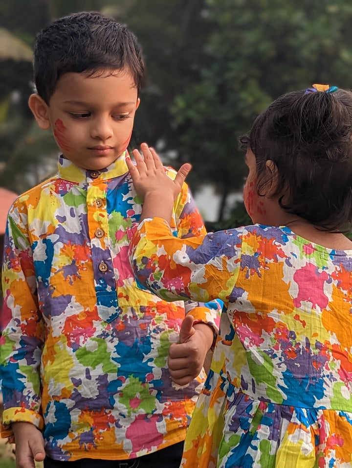 Holi print Kurta-Shirt for Boys, Men | Paintball