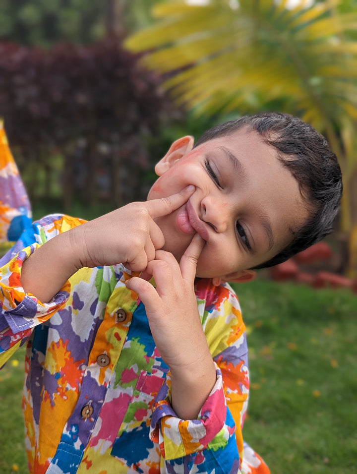 Holi print Kurta-Shirt for Boys, Men | Paintball