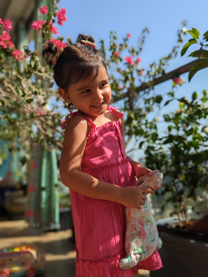 Cotton Malmal Dress | Simply Malmal Pink | 1-12Y