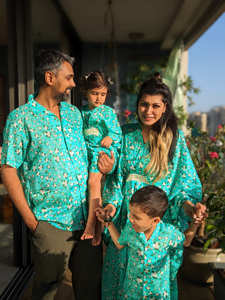 Cotton Beach Shirt | Turquoise Jasmine