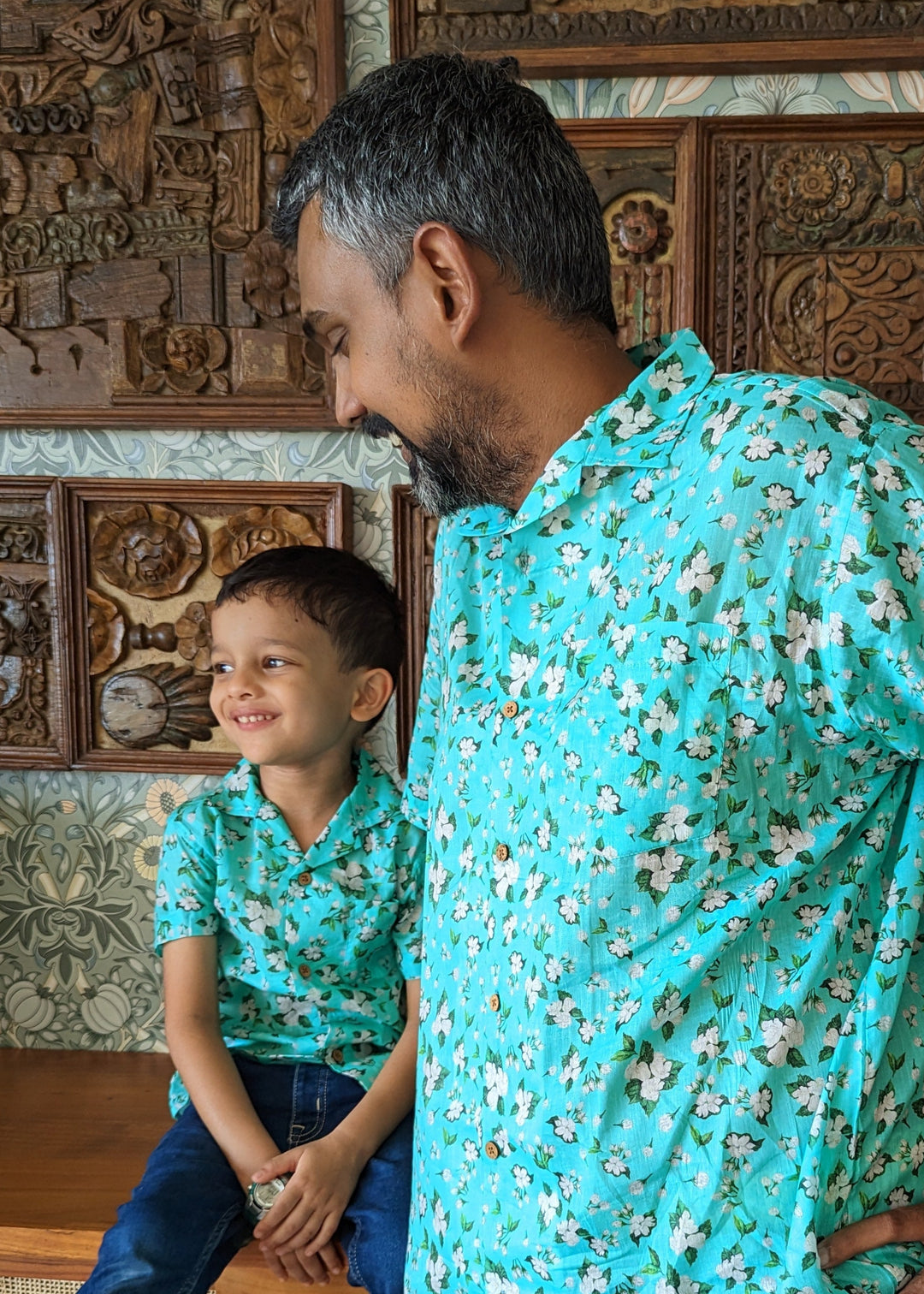 Cotton Beach Shirt | Turquoise Jasmine