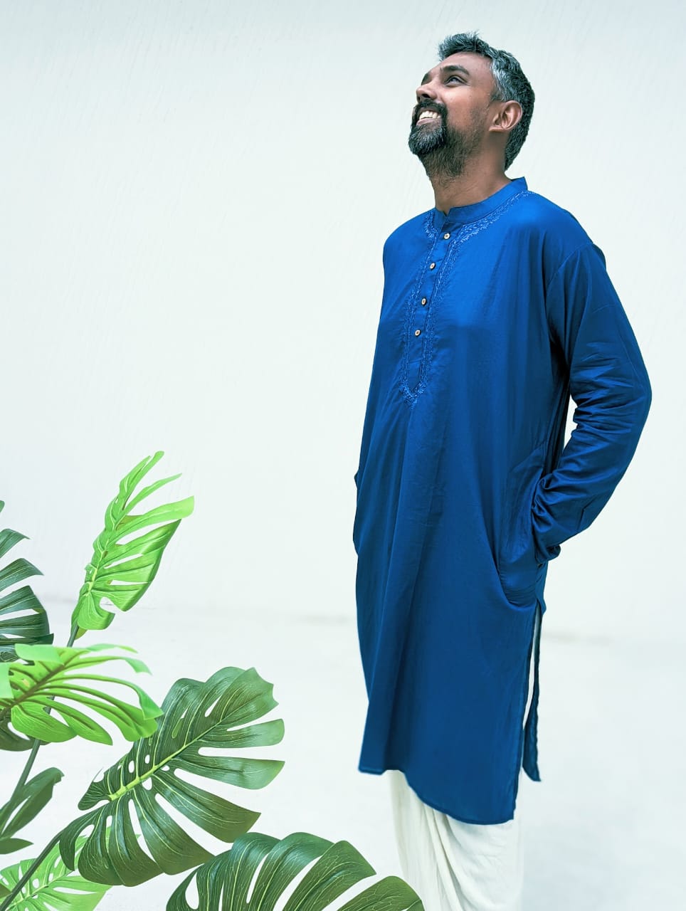 Malmal Embroidered Cotton Malmal Kurta for Boys, Men | Royal Blue – Tura Turi