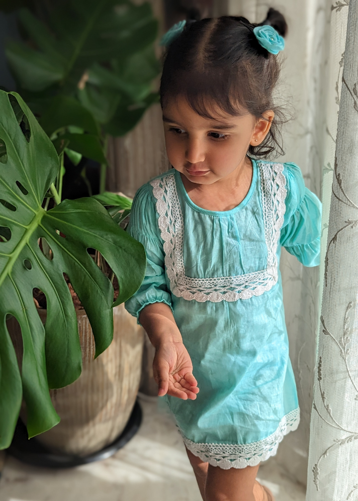 Cotton Malmal Dress | Blue Skies | 0 -12Y