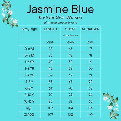 Cotton Mal Kurti Jasmine Blue | Newborn to Adult