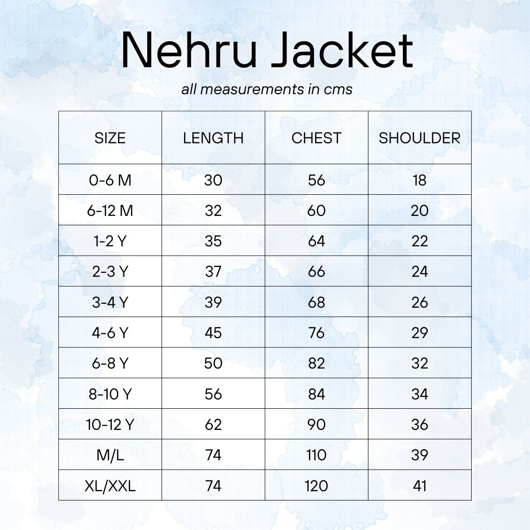 Cotton Nehru Jacket | Baagh | Newborn to Adult