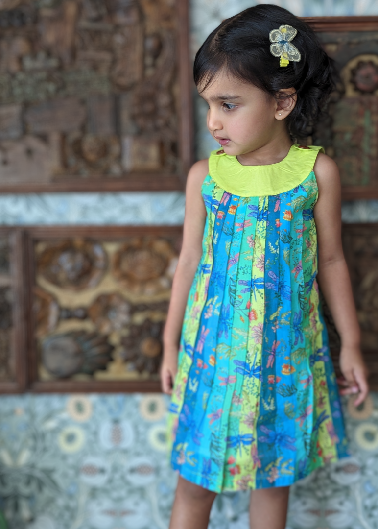 Cotton Malmal Dress | Dragonfly Neon | 1-12Y