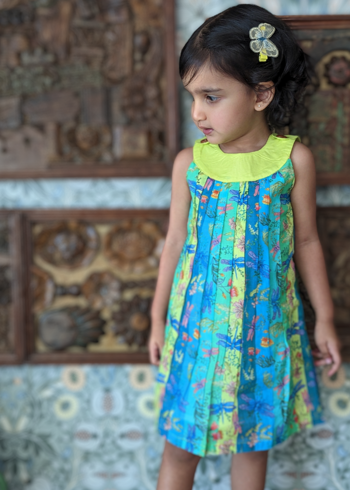 Cotton Malmal Dress | Dragonfly Neon | 1-12Y