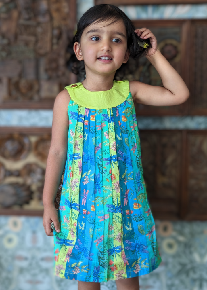 Cotton Malmal Dress | Dragonfly Neon | 1-12Y