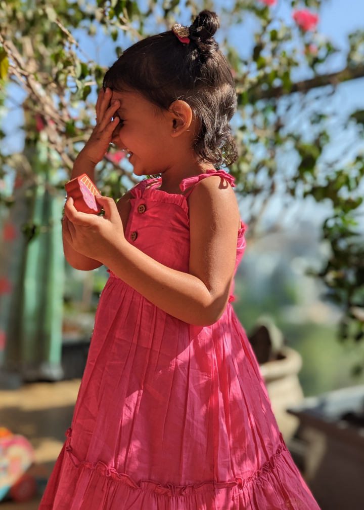 Cotton Malmal Dress | Simply Malmal Pink | 1-12Y